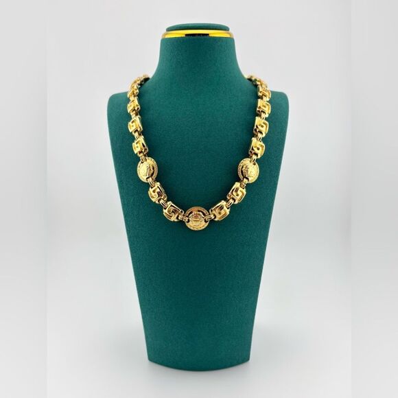 Rare & Vintage Versace Gold Finished Chain Necklace w/COA, Pristine - Picture 1 of 12